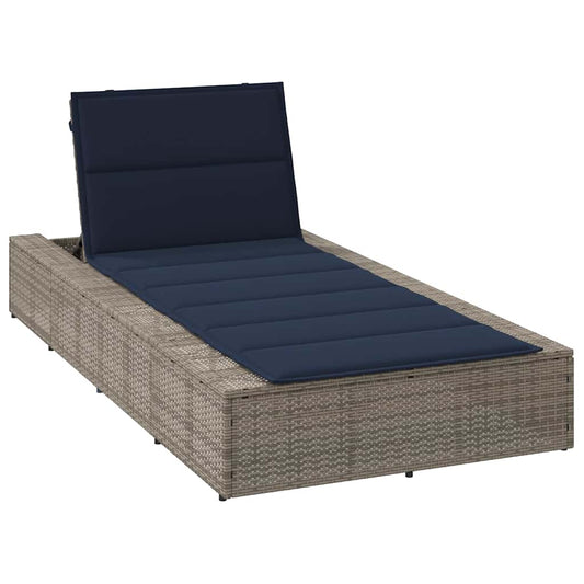 Chaise longue avec coussin flottant en polyrotin gris