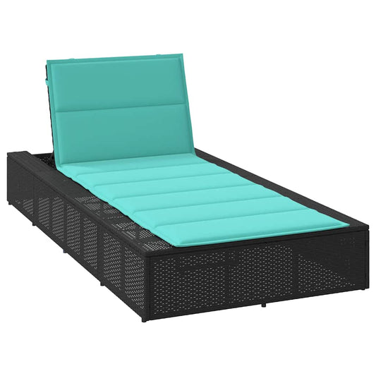 Chaise longue avec coussin flottant en polyrotin noir