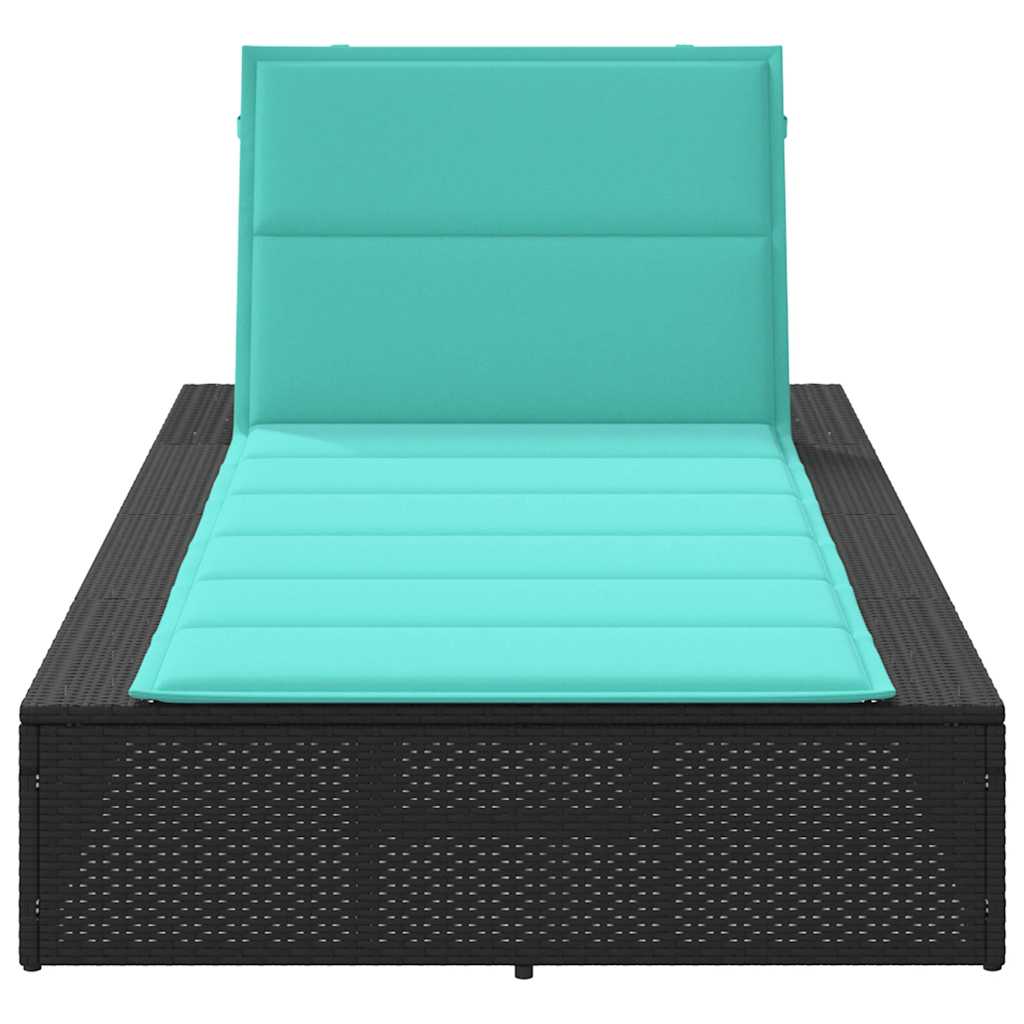 Chaise longue avec coussin flottant en polyrotin noir