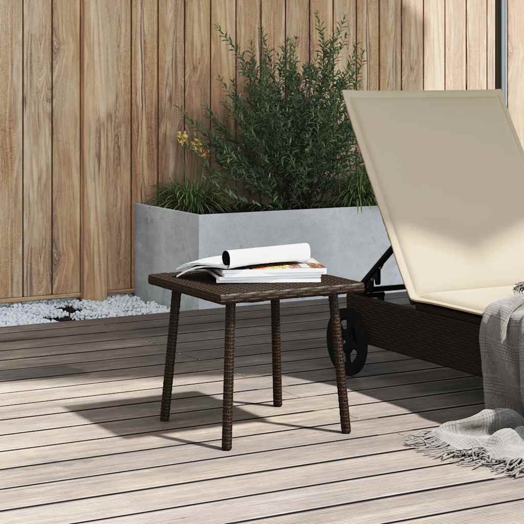 Table basse de jardin rectangulaire marron 40x40x37 cm en résine tressée