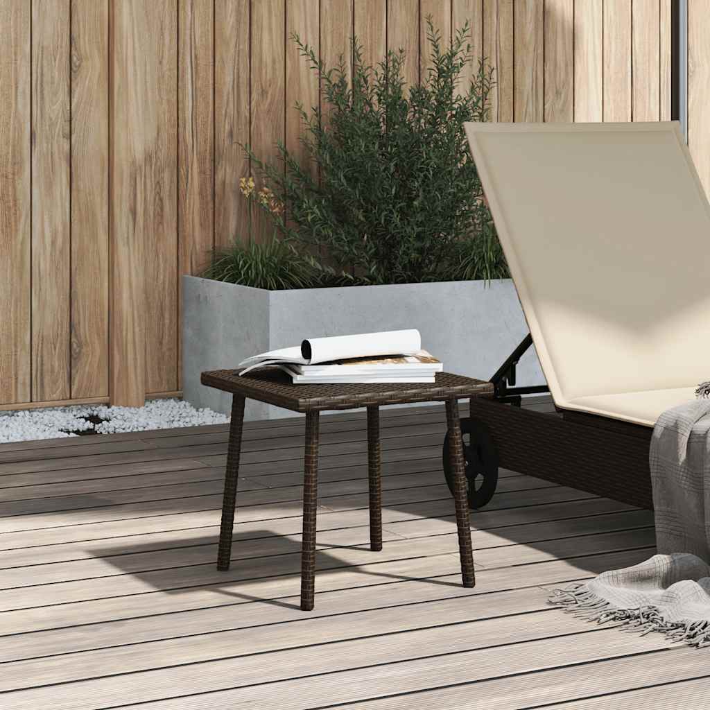 Table basse de jardin rectangulaire marron 40x40x37 cm en résine tressée