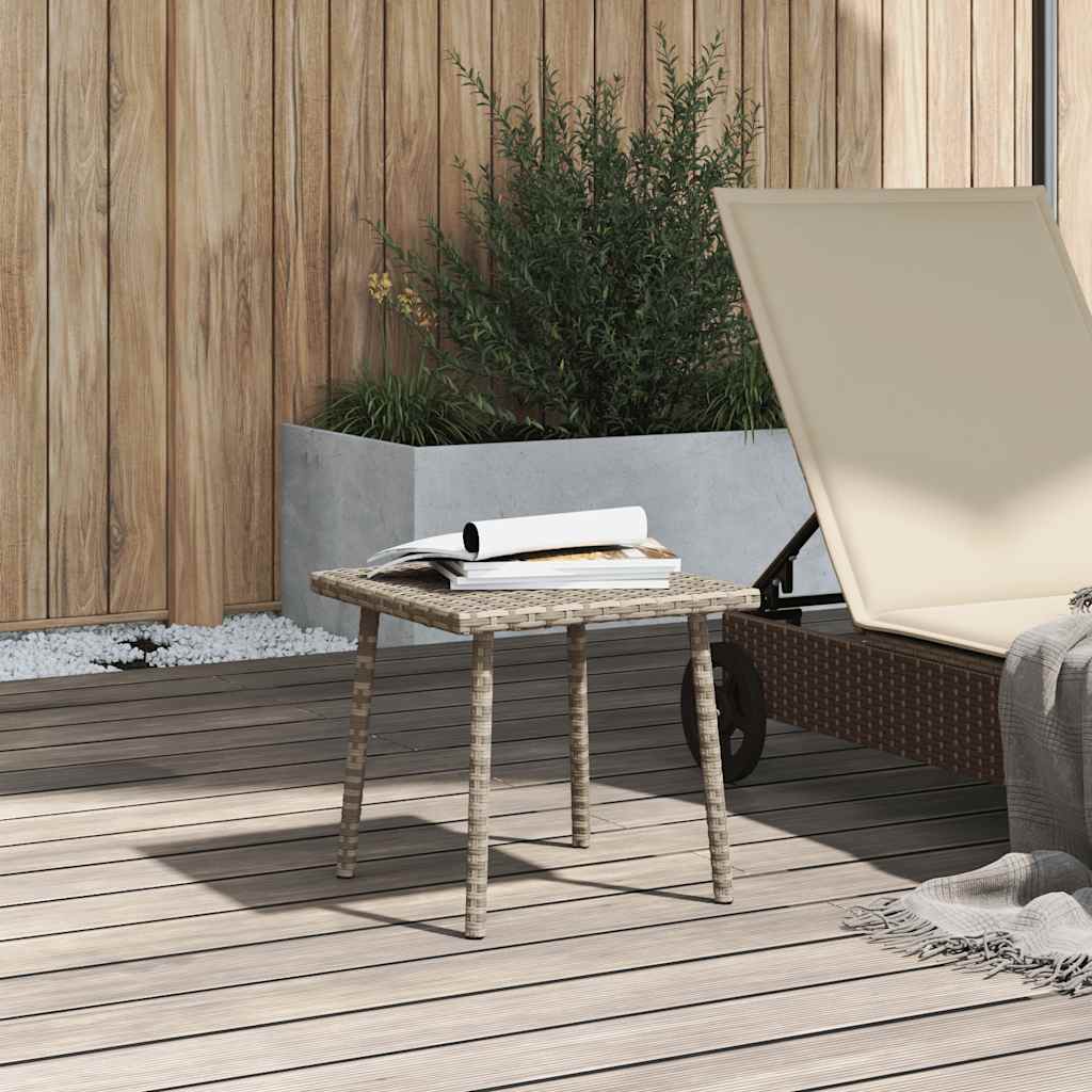 Garden coffee table rectangular light grey 40x40x37 cm poly rattan