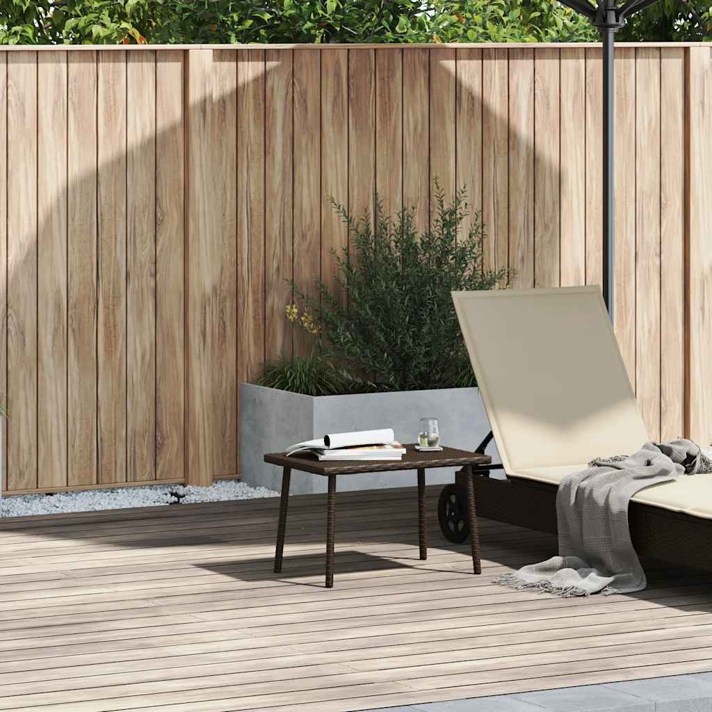 Table basse de jardin rectangulaire marron 60x40x37 cm en résine tressée