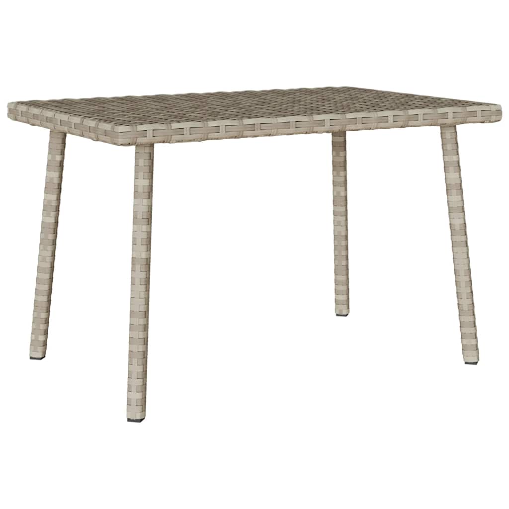 Garden coffee table rectangular light grey 60x40x37 cm poly rattan