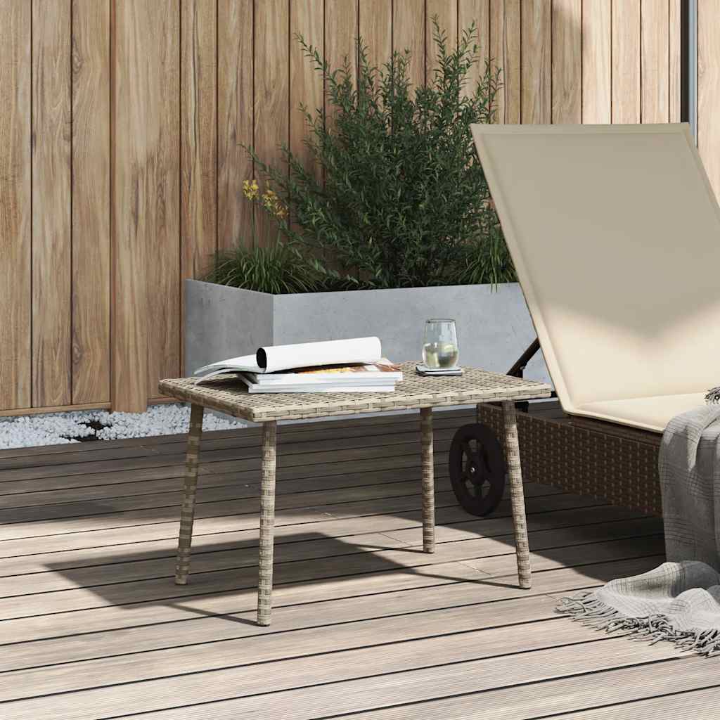 Garden coffee table rectangular light grey 60x40x37 cm poly rattan