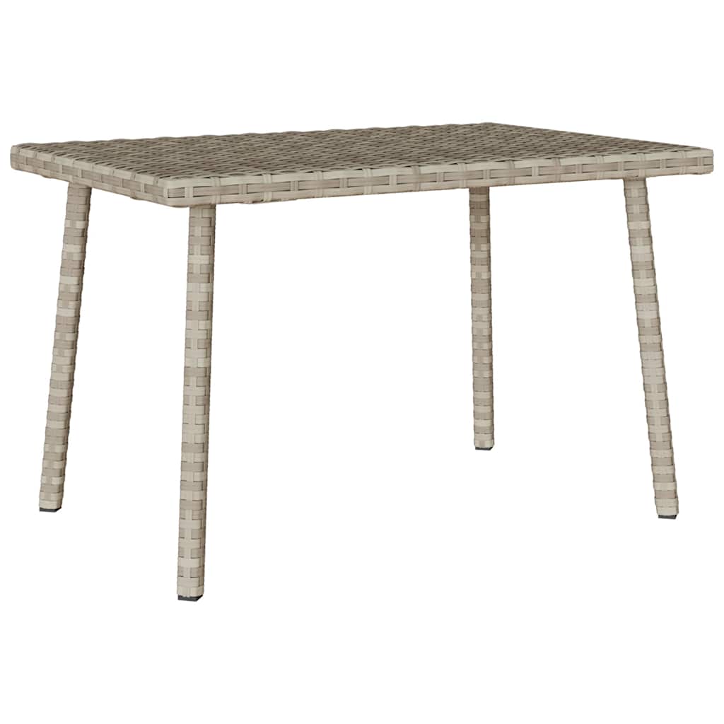 Garden coffee table rectangular light grey 60x40x37 cm poly rattan