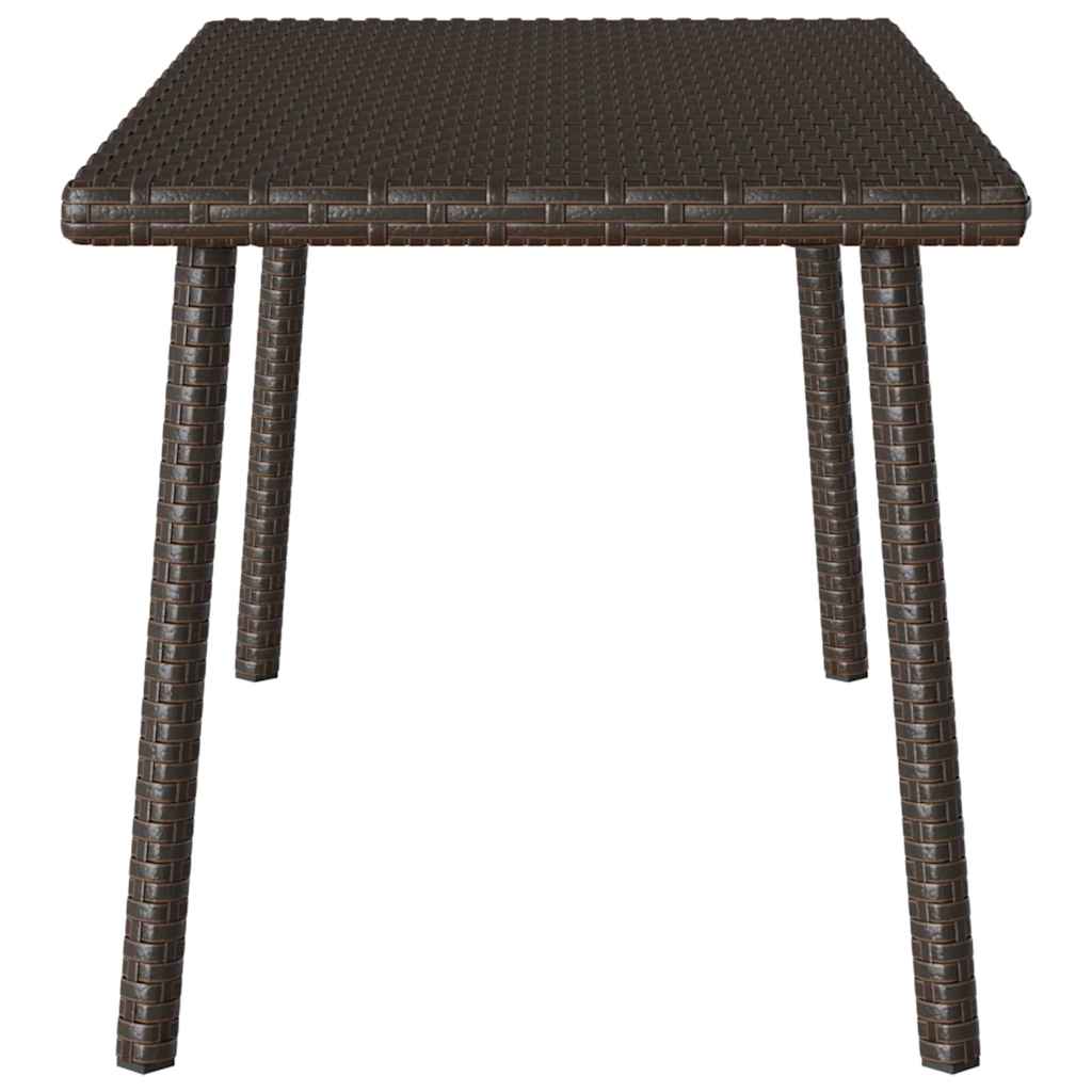 Table basse de jardin rectangulaire marron 80x40x37 cm en résine tressée