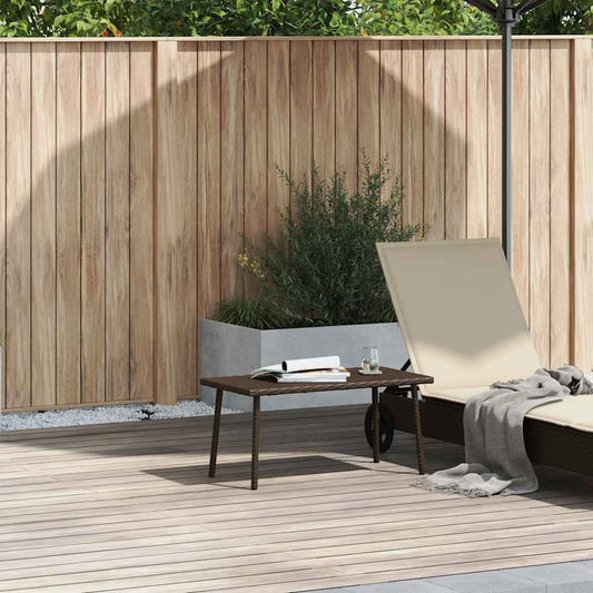 Table basse de jardin rectangulaire marron 80x40x37 cm en résine tressée