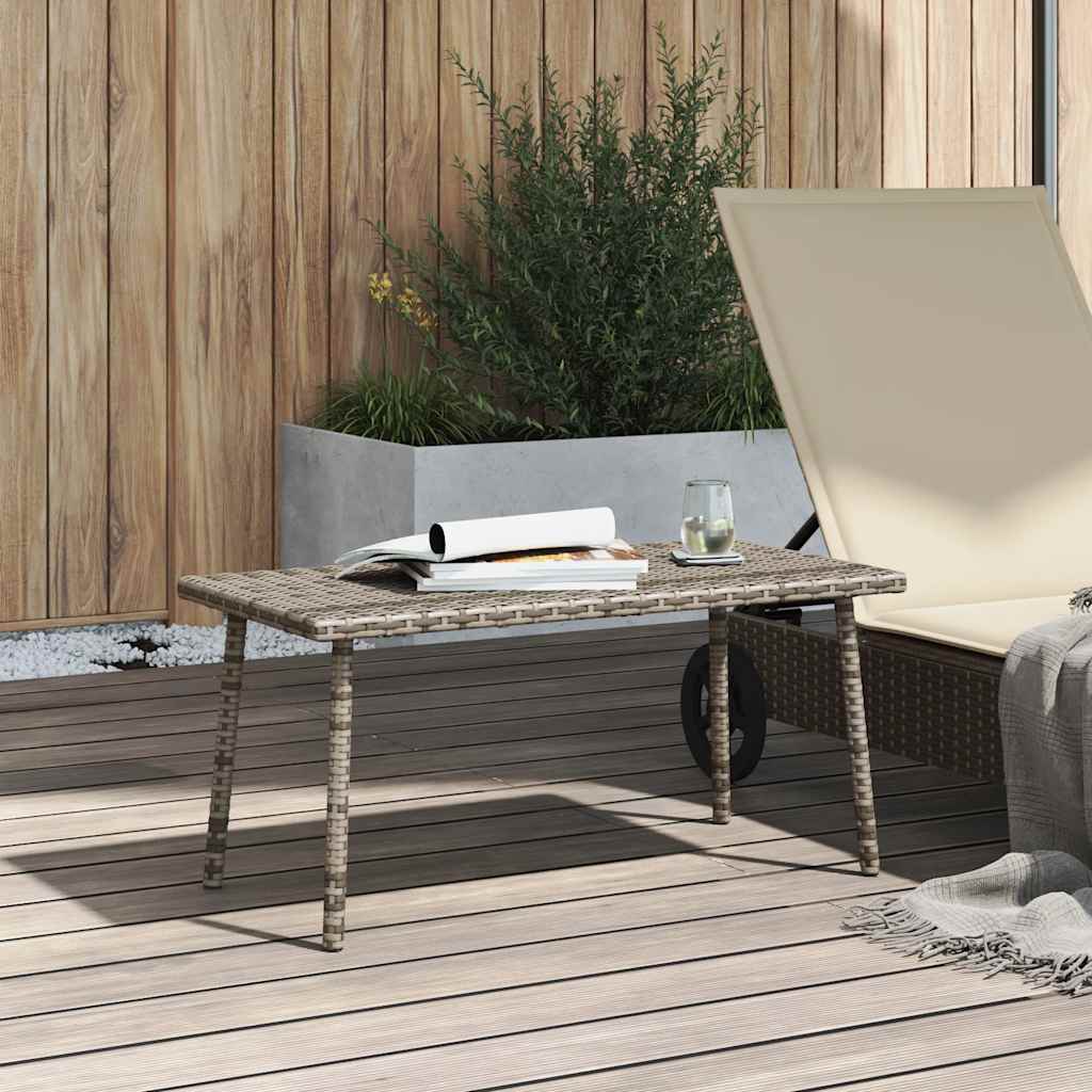 Garten-Couchtisch Rechteckig Grau 80x40x37 cm Poly Rattan