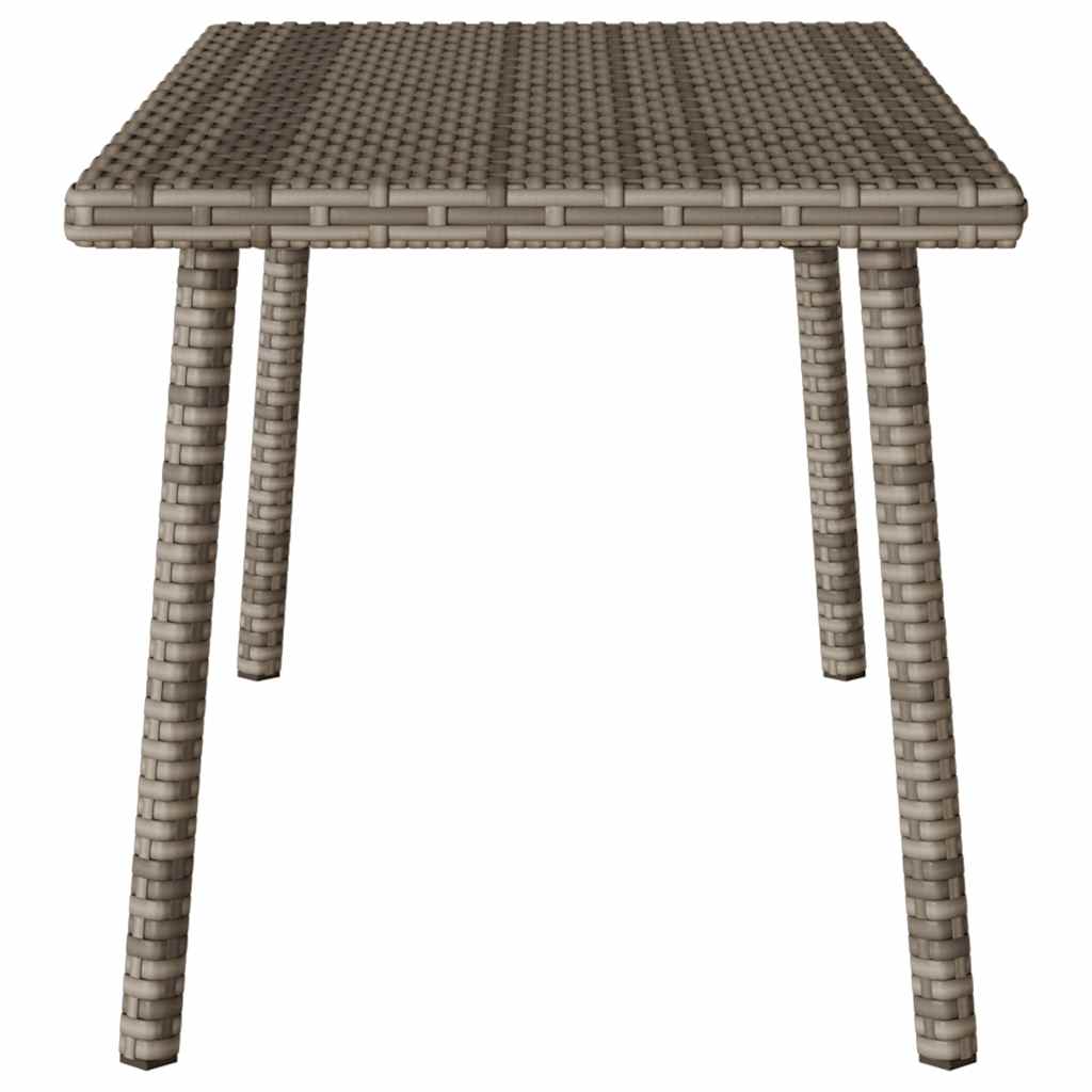 Table basse de jardin rectangulaire grise 80 x 40 x 37 cm en résine tressée
