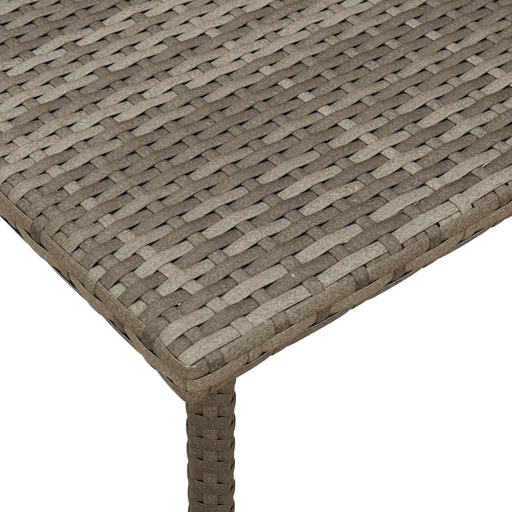 Table basse de jardin rectangulaire grise 80 x 40 x 37 cm en résine tressée
