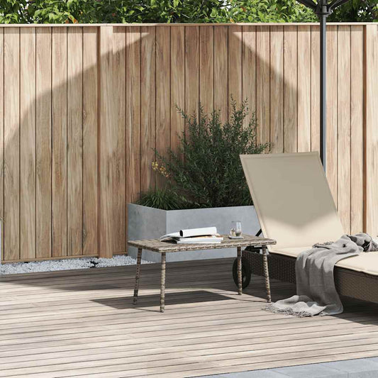 Table basse de jardin rectangulaire grise 80 x 40 x 37 cm en résine tressée