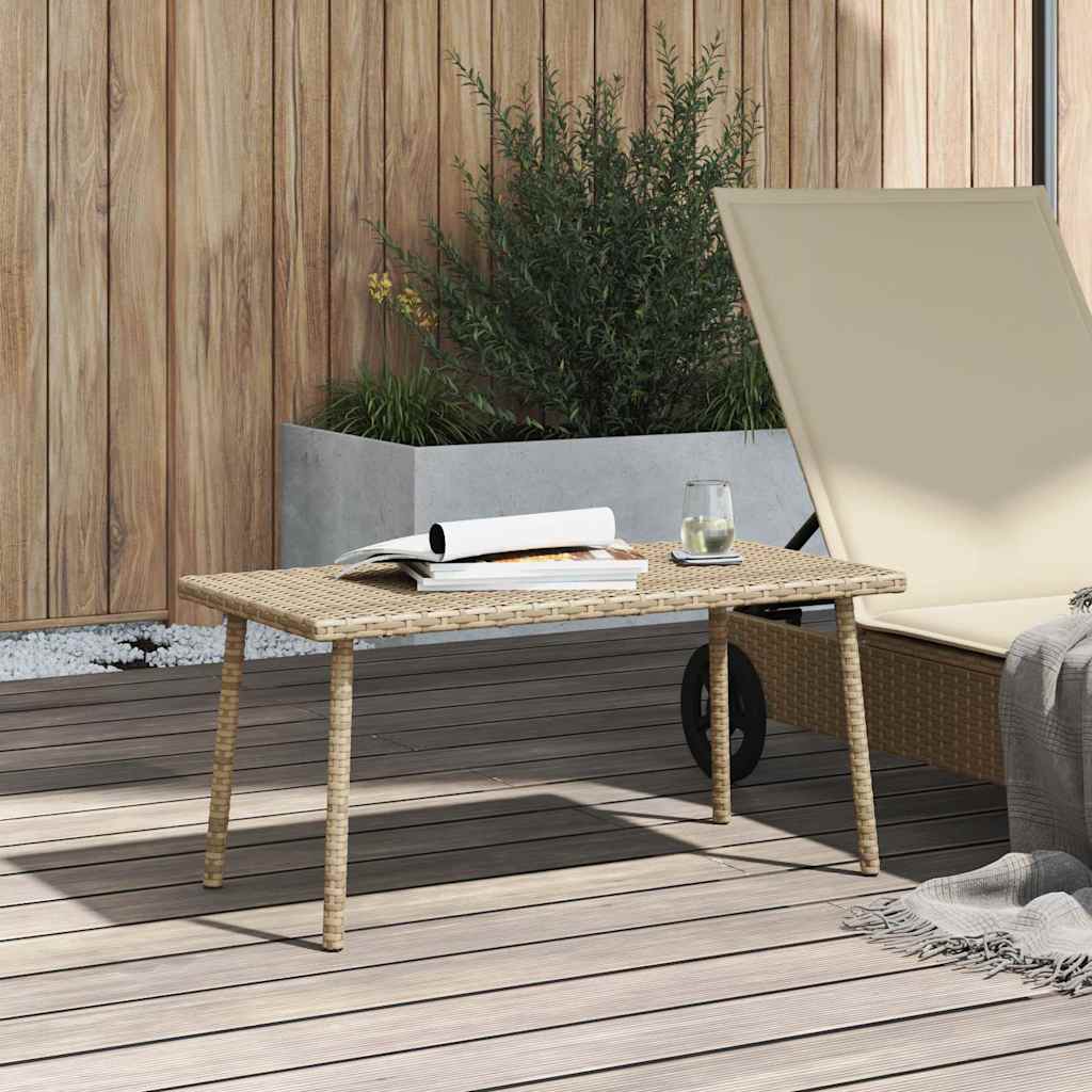 Garten-Couchtisch Rechteckig Beige 80x40x37 cm Poly Rattan