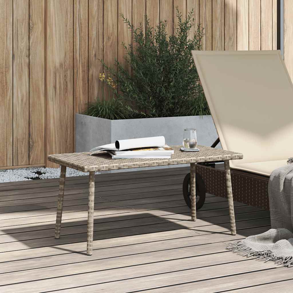 Garden coffee table rectangular light grey 80x40x37 cm poly rattan