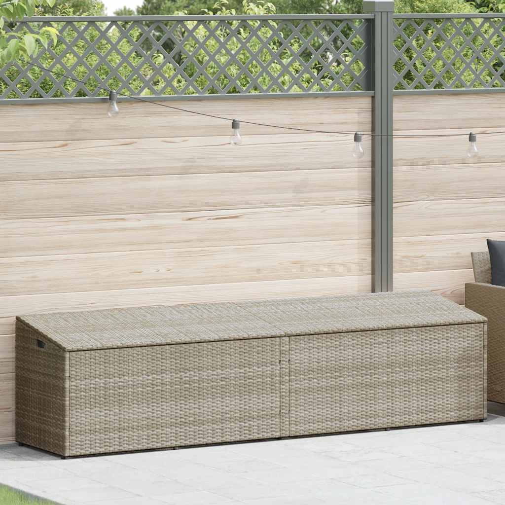 Garten-Auflagenbox Hellgrau 220x50x58 cm Poly Rattan