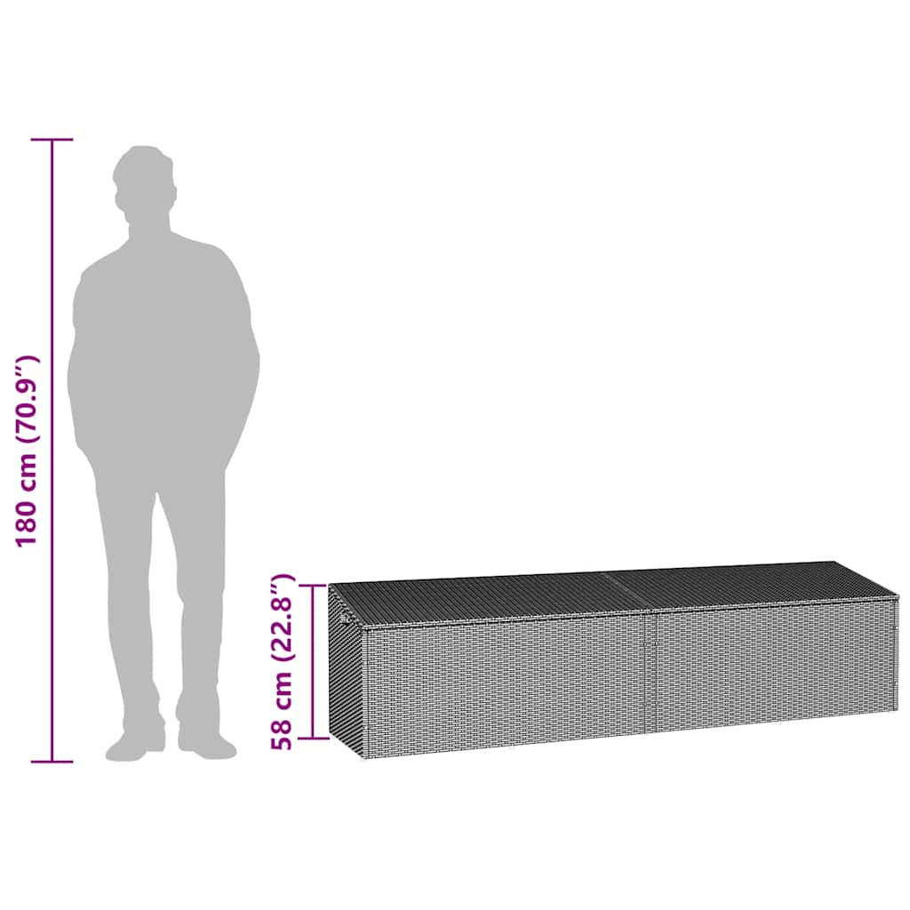 Garten-Auflagenbox Hellgrau 220x50x58 cm Poly Rattan