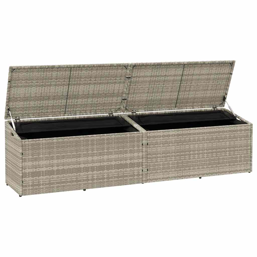 Garten-Auflagenbox Hellgrau 220x50x58 cm Poly Rattan