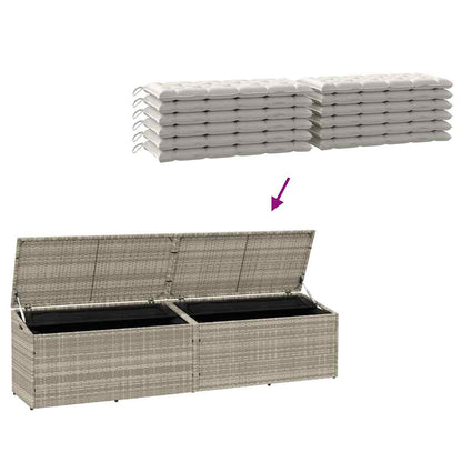 Garten-Auflagenbox Hellgrau 220x50x58 cm Poly Rattan