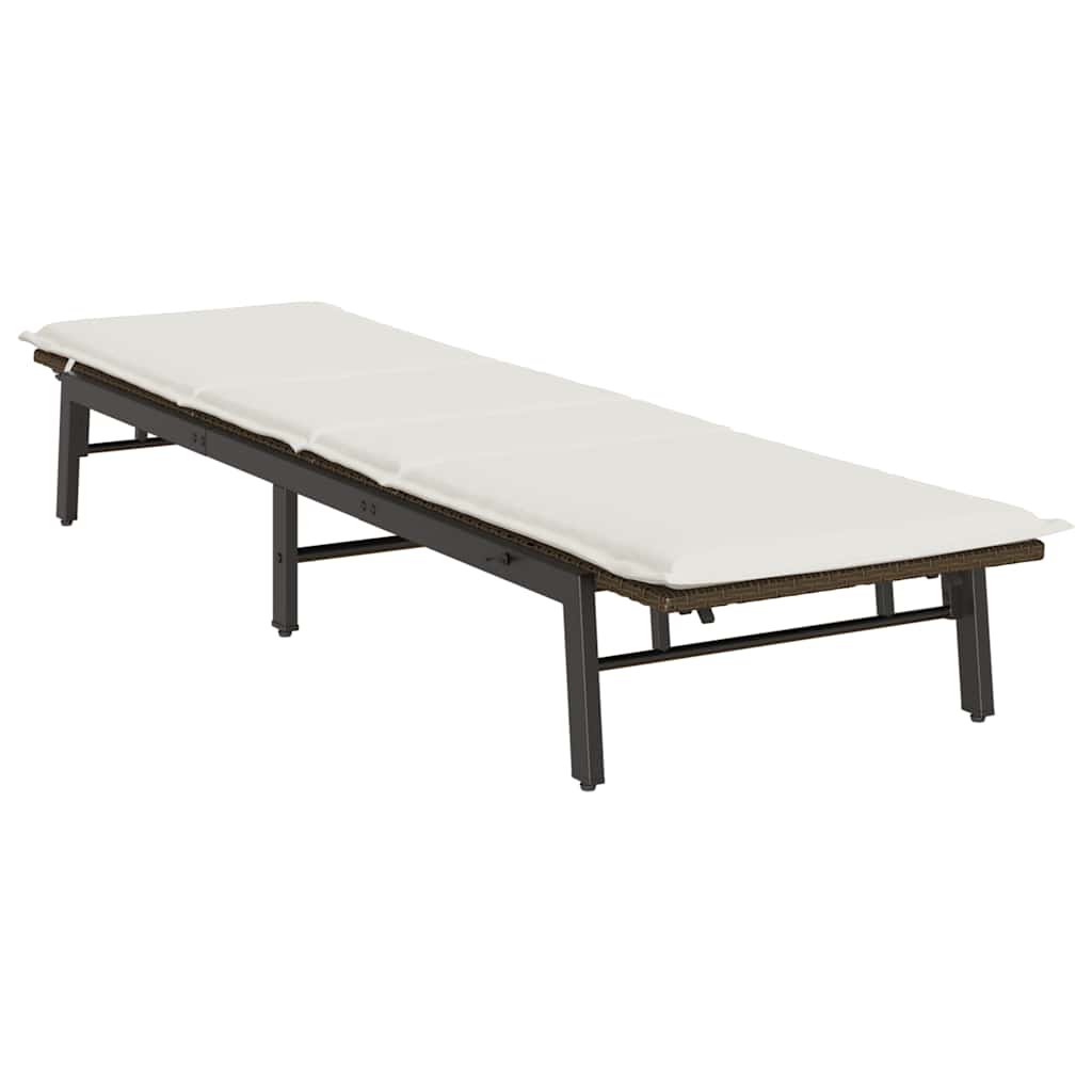 Bain de soleil avec coussin en polyrotin marron