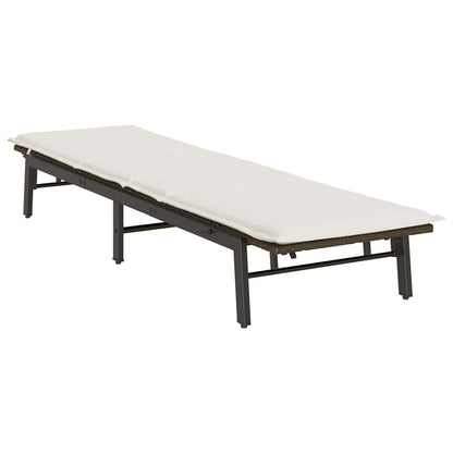 Sonnenliege mit Auflage Braun Poly Rattan