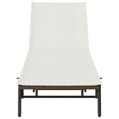 Sonnenliege mit Auflage Braun Poly Rattan