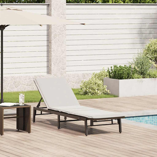 Bain de soleil avec coussin en polyrotin marron