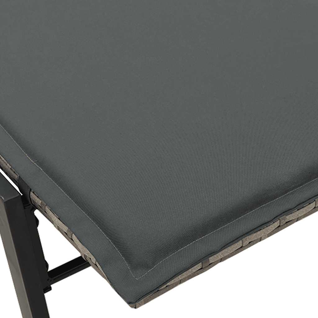 Bain de soleil avec coussin en polyrotin gris