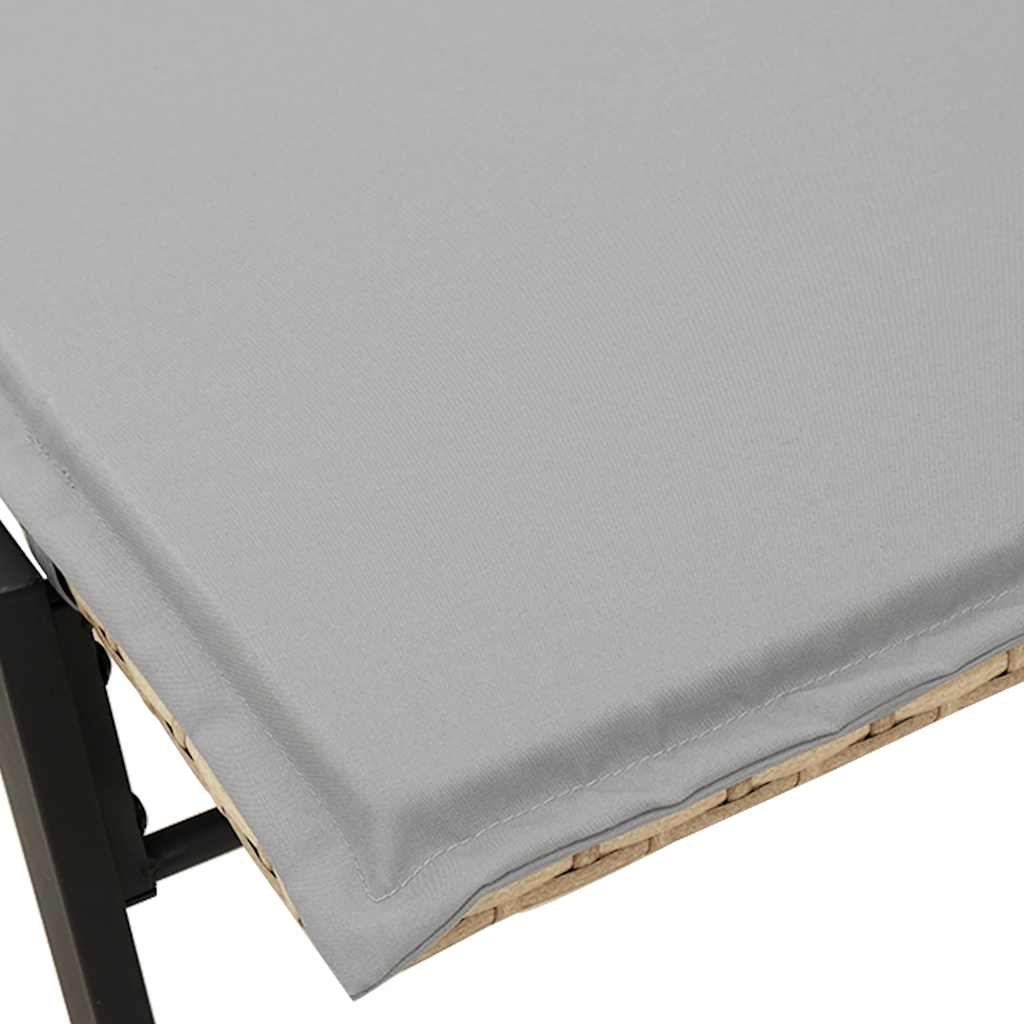 Bain de soleil avec coussin en polyrotin beige
