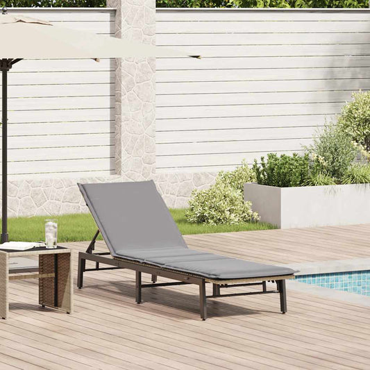 Bain de soleil avec coussin en polyrotin beige