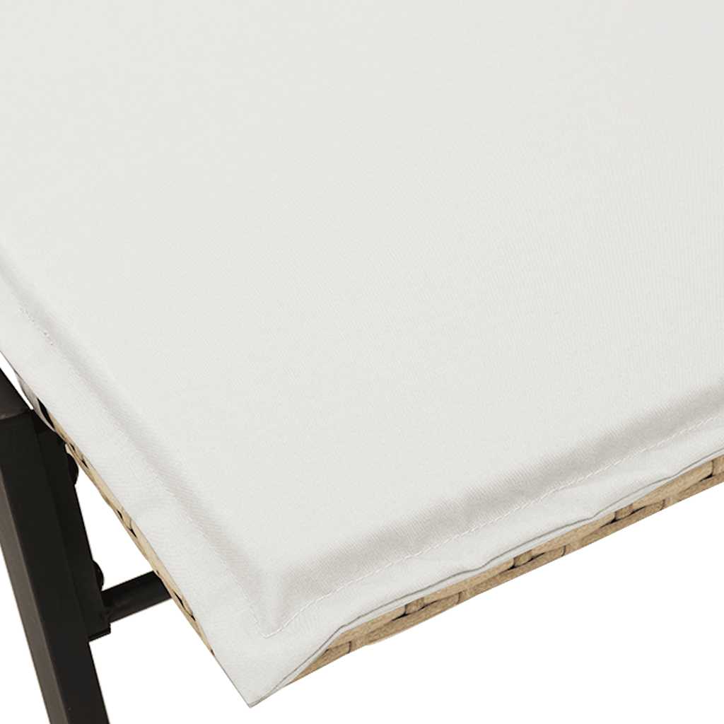 Bain de soleil avec coussin en polyrotin beige