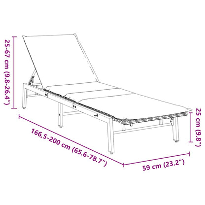 Sonnenliege mit Auflage Grau Poly Rattan