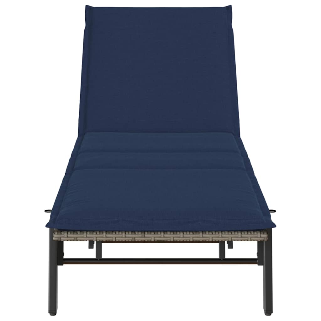 Bain de soleil avec coussin en polyrotin gris