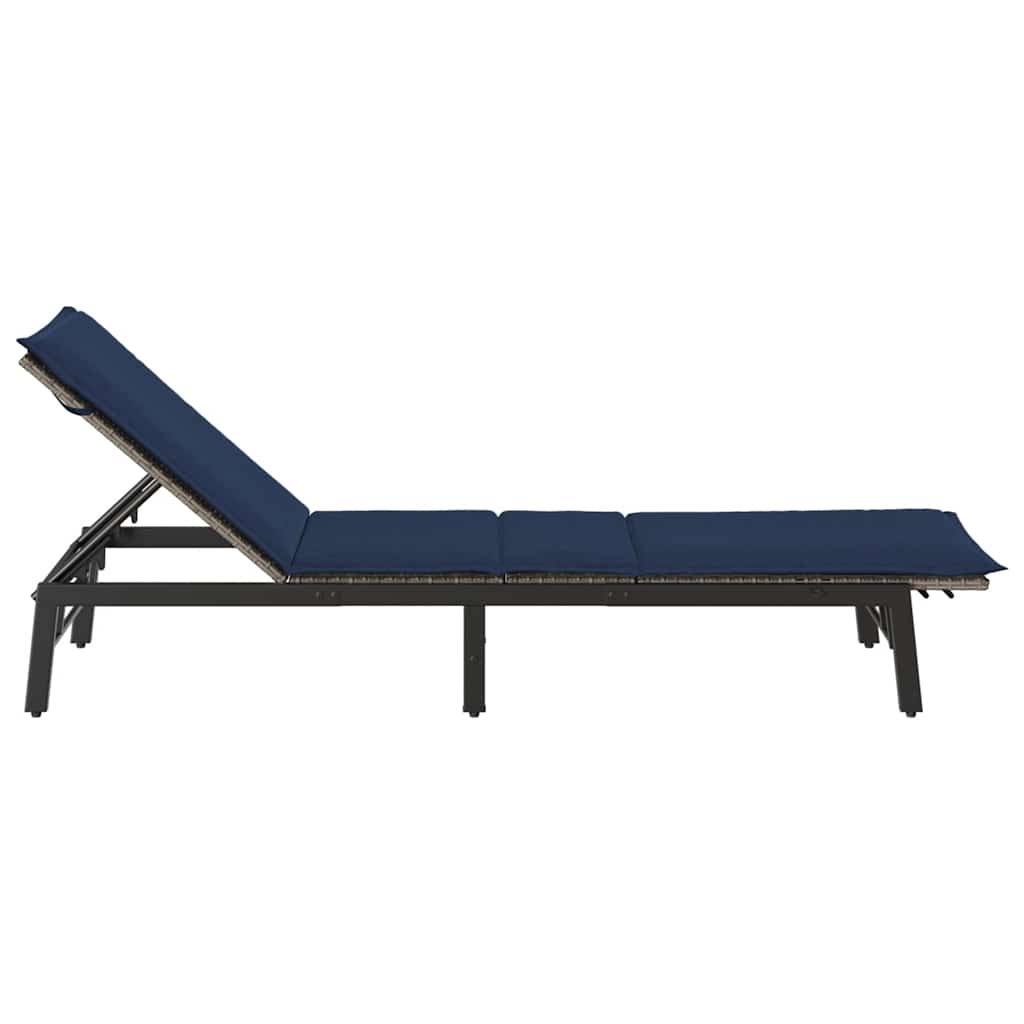 Bain de soleil avec coussin en polyrotin gris