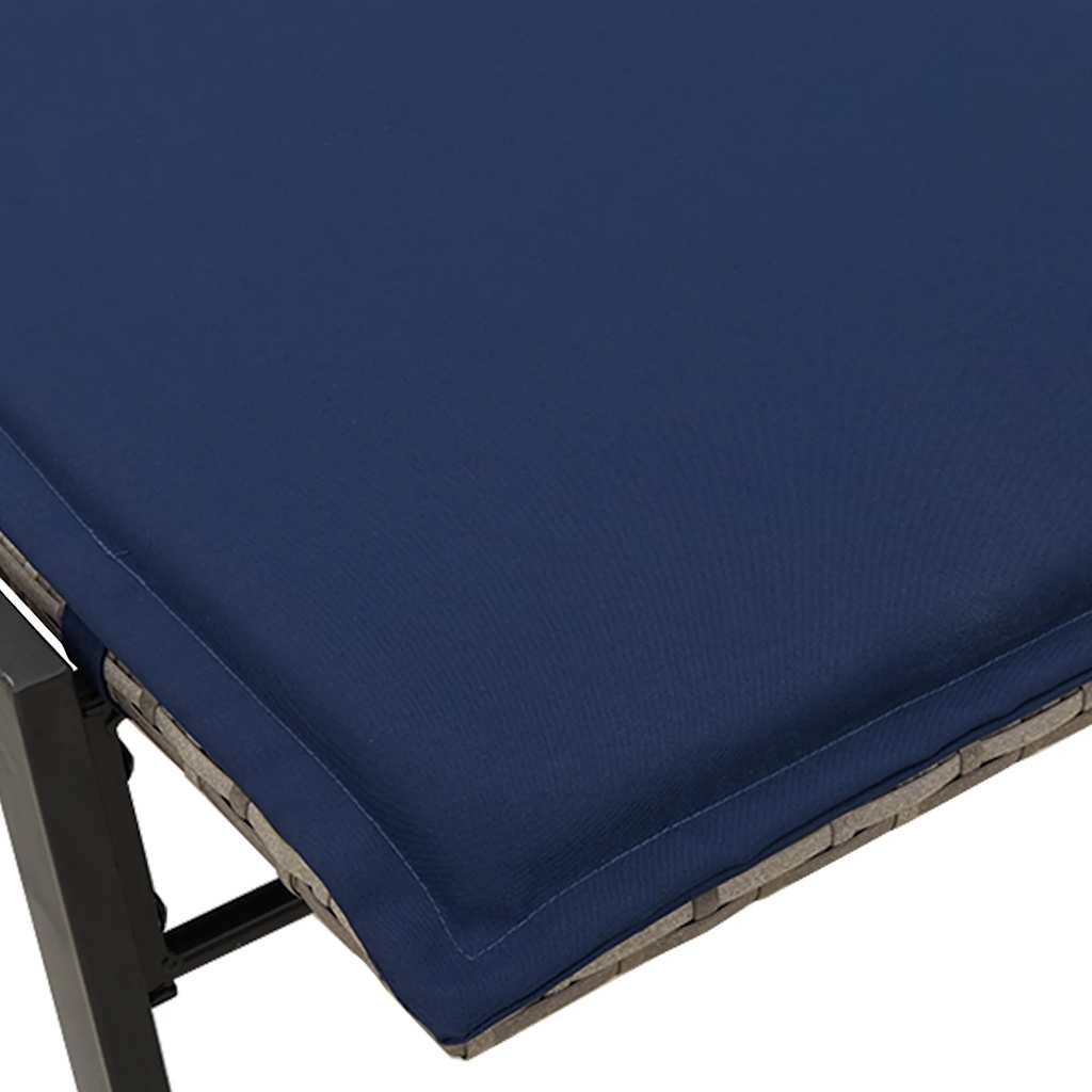 Bain de soleil avec coussin en polyrotin gris