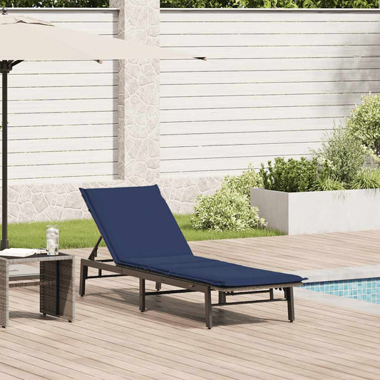 Bain de soleil avec coussin en polyrotin gris