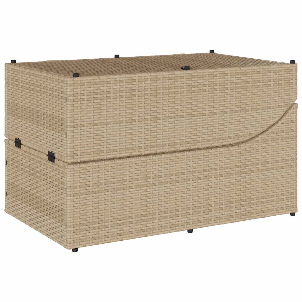 Klappliege mit Auflage und Stauraum Beige Poly-Rattan