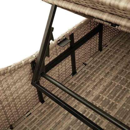 Klappliege mit Auflage und Stauraum Beige Poly-Rattan