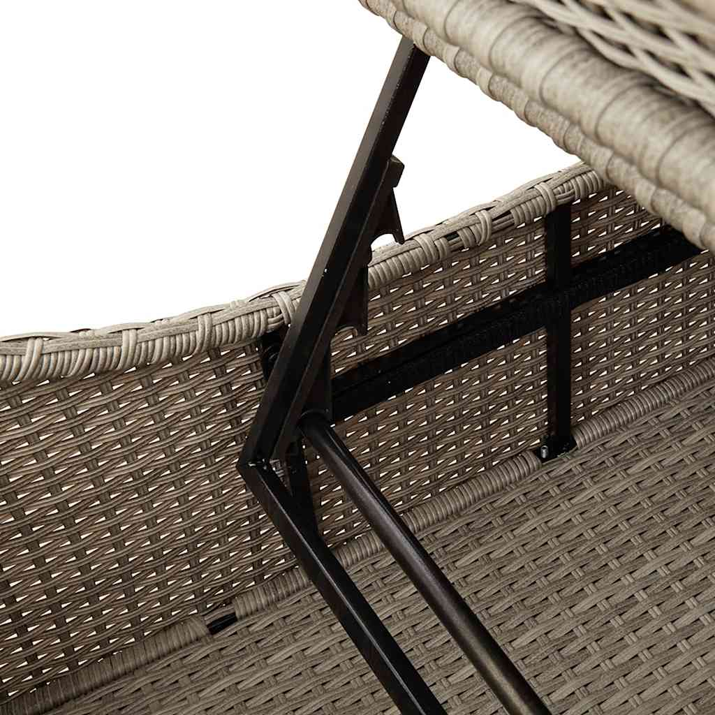 Klappliege mit Auflage und Stauraum Hellgrau Poly-Rattan