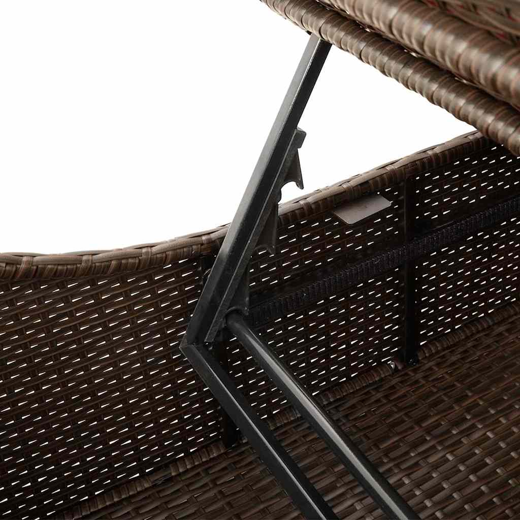 Klappliege mit Auflage und Stauraum Braun Poly-Rattan
