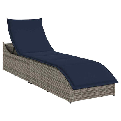 Klappliege mit Auflage und Stauraum Grau Poly-Rattan