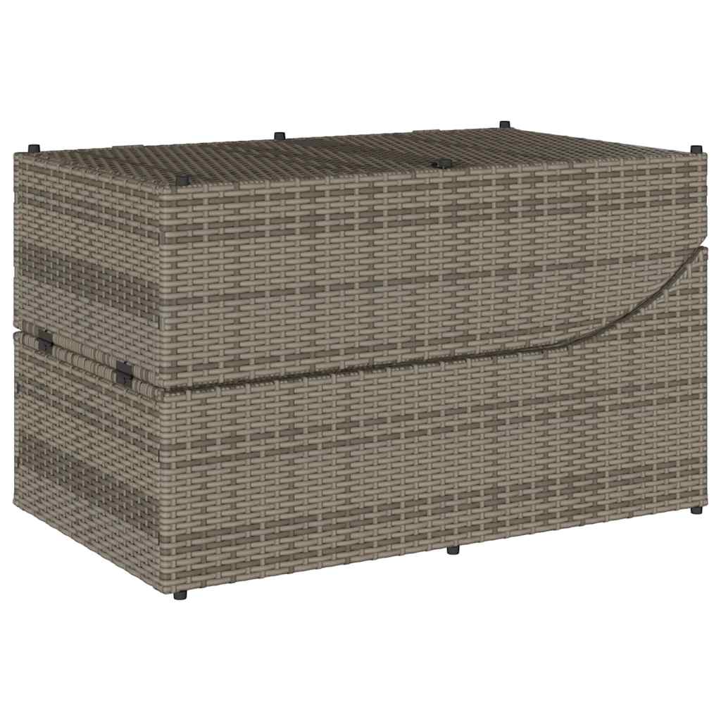 Klappliege mit Auflage und Stauraum Grau Poly-Rattan