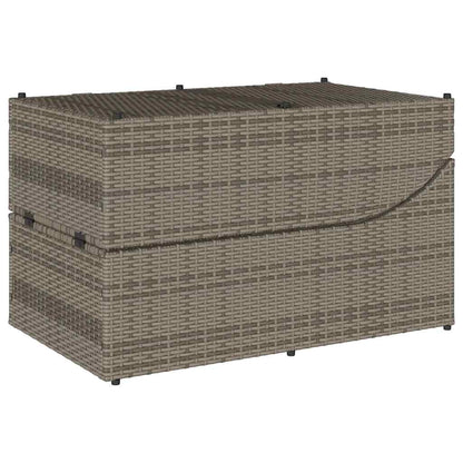 Klappliege mit Auflage und Stauraum Grau Poly-Rattan