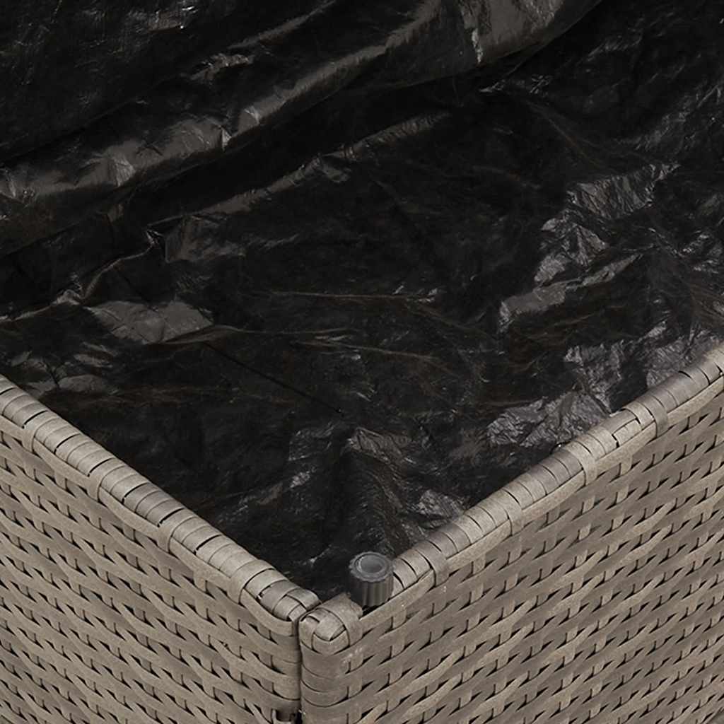 Klappliege mit Auflage und Stauraum Grau Poly-Rattan