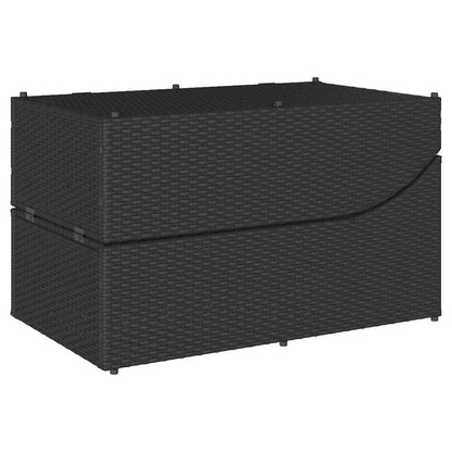 Klappliege mit Auflage und Stauraum Schwarz Poly-Rattan
