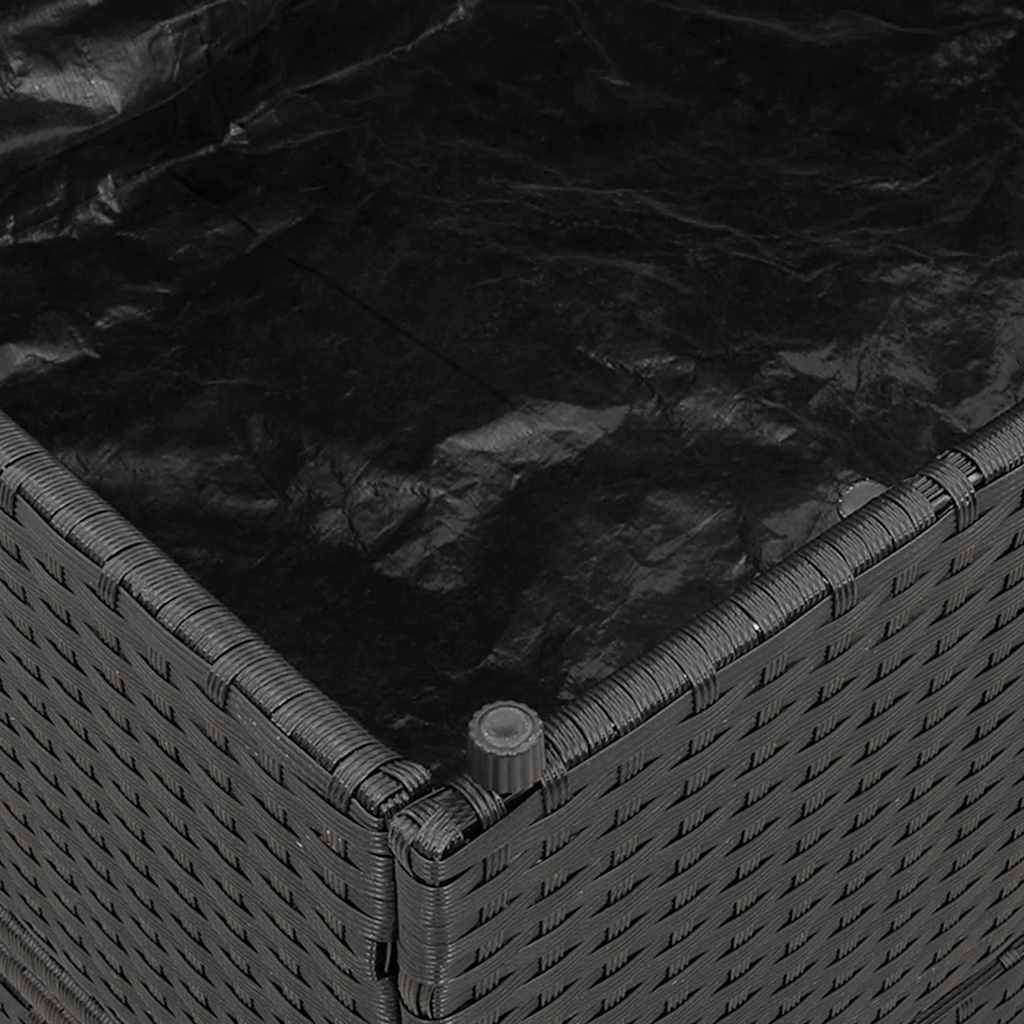 Klappliege mit Auflage und Stauraum Schwarz Poly-Rattan
