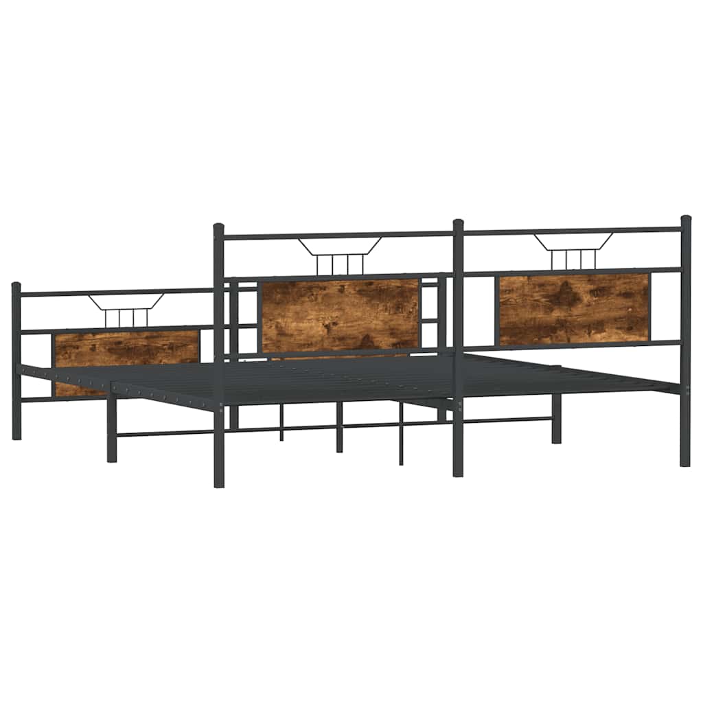 Metallbett ohne Matratze Räuchereiche 160x200 cm