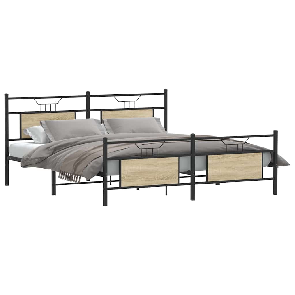 Metallbett ohne Matratze Sonoma-Eiche 160x200 cm