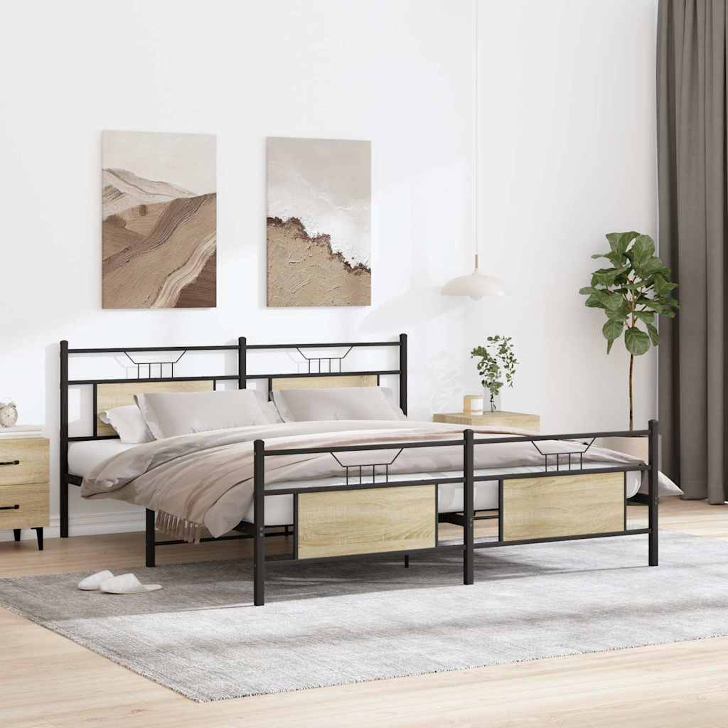 Metallbett ohne Matratze Sonoma-Eiche 160x200 cm