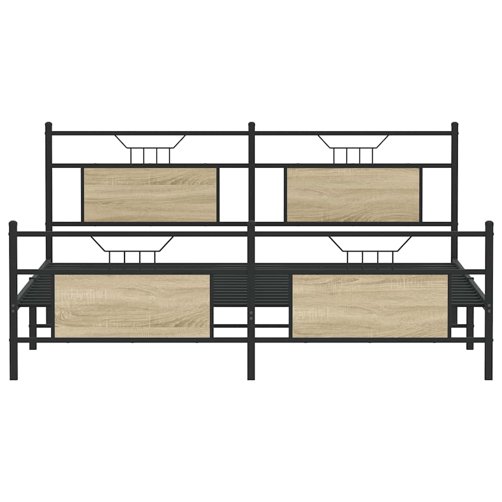 Metallbett ohne Matratze Sonoma-Eiche 160x200 cm