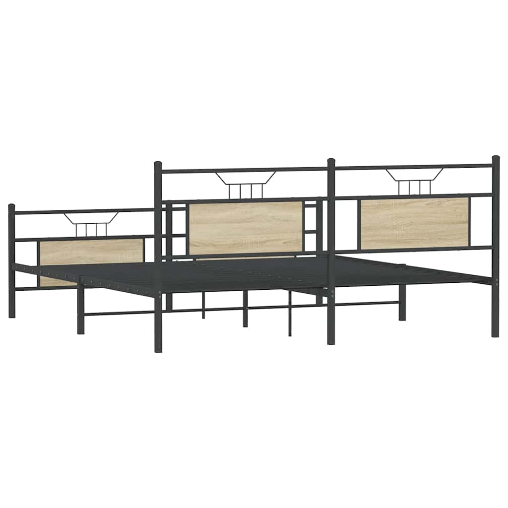 Metallbett ohne Matratze Sonoma-Eiche 160x200 cm